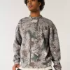 Boxy-Camouflage-Sweatshirt mit Rundhalsausschnitt und Logo