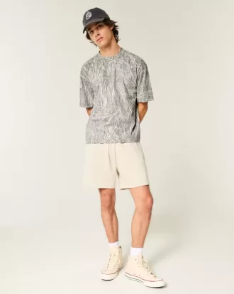 Boxy Crop Heavyweight T-Shirt mit Rundhalsausschnitt und Camouflage-Muster