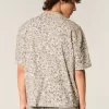 Boxy Crop Heavyweight T-Shirt mit Rundhalsausschnitt und Leopardenmuster