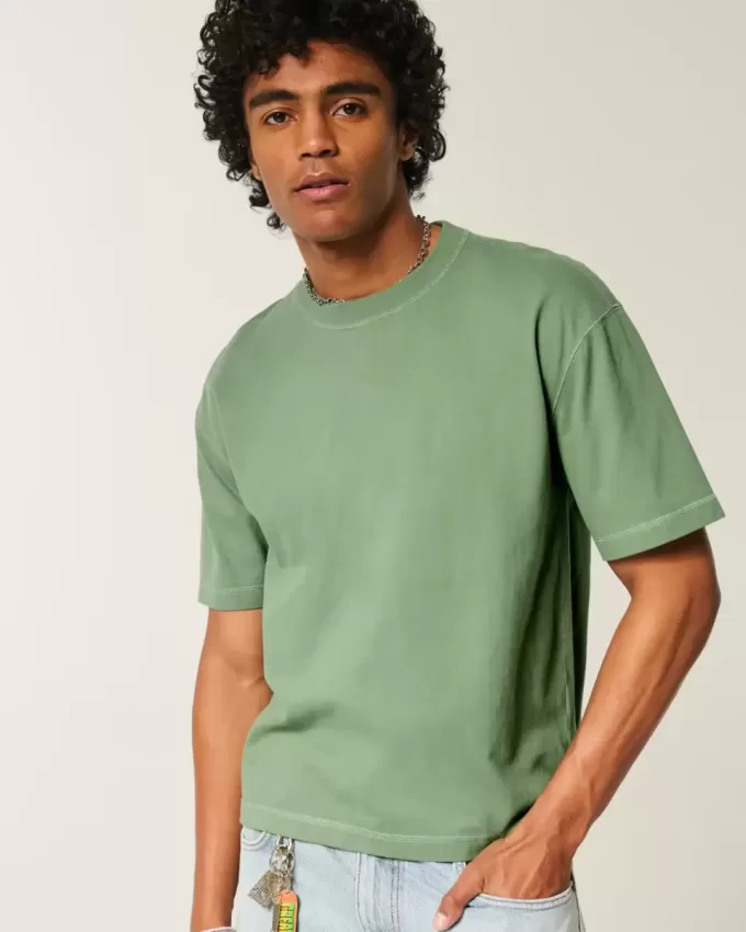 Boxy Crop Heavyweight Washed Crew T-Shirt Boxy Crop Heavyweight Washed Crew T-Shirt