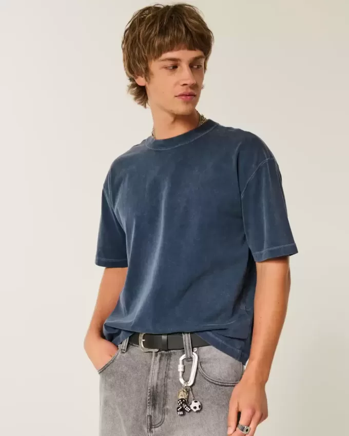 Boxy Crop Heavyweight Washed Crew T-Shirt