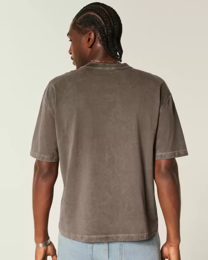 Boxy Crop Heavyweight Washed Crew T-Shirt