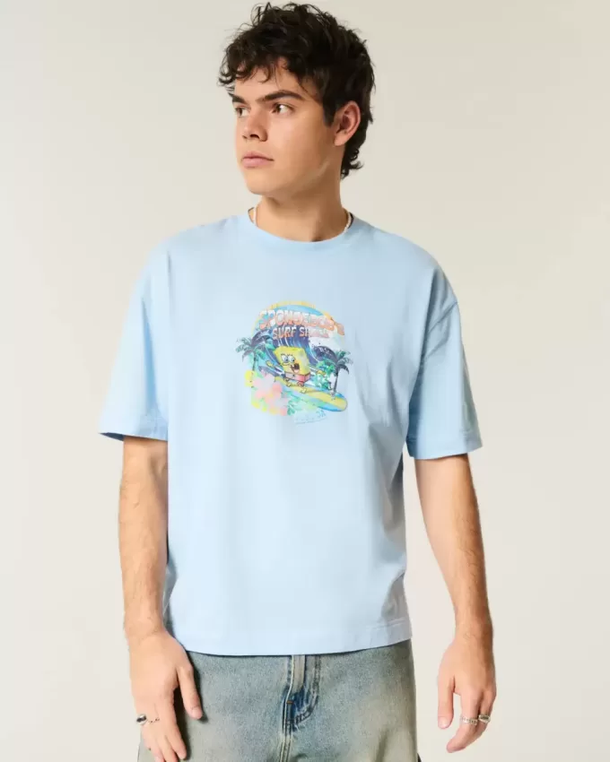 Boxy Crop T-Shirt mit SpongeBob Schwammkopf-Grafik Boxy Crop T-Shirt mit SpongeBob Schwammkopf-Grafik