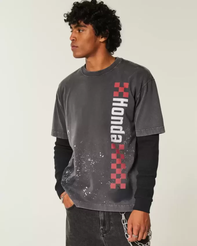 Boxy Heavyweight Honda Grafik-T-Shirt