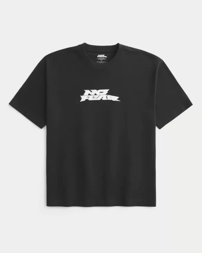 Boxy Heavyweight „No Fear“-T-Shirt mit Grafik