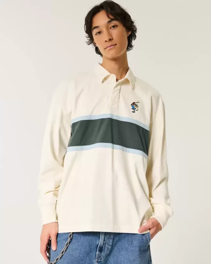 Boxy Heavyweight Rugby-Poloshirt mit Tasmanian Devil-Grafik