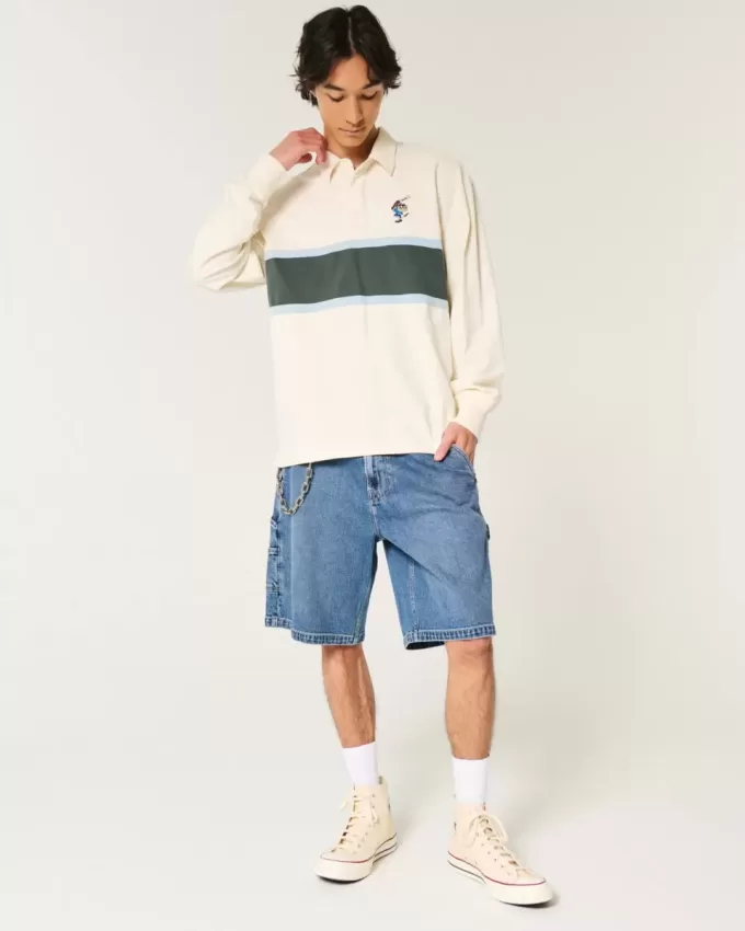 Boxy Heavyweight Rugby-Poloshirt mit Tasmanian Devil-Grafik