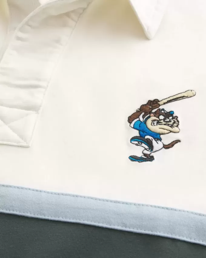 Boxy Heavyweight Rugby-Poloshirt mit Tasmanian Devil-Grafik