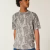 Boxy Heavyweight T-Shirt mit Rundhalsausschnitt und Camouflage-Muster