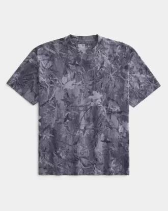 Boxy Heavyweight T-Shirt mit Rundhalsausschnitt und Camouflage-Muster
