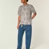 Boxy Heavyweight T-Shirt mit Rundhalsausschnitt und Camouflage-Muster
