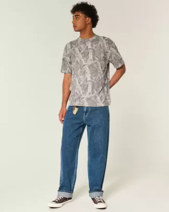 Boxy Heavyweight T-Shirt mit Rundhalsausschnitt und Camouflage-Muster