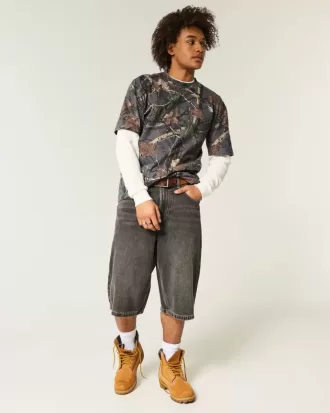 Boxy Heavyweight T-Shirt mit Rundhalsausschnitt und Camouflage-Muster