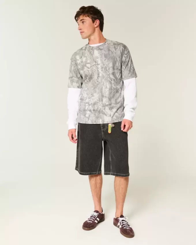 Boxy Heavyweight T-Shirt mit Rundhalsausschnitt und Camouflage-Muster Boxy Heavyweight T-Shirt mit Rundhalsausschnitt und Camouflage-Muster
