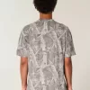 Boxy Heavyweight T-Shirt mit Rundhalsausschnitt und Camouflage-Muster