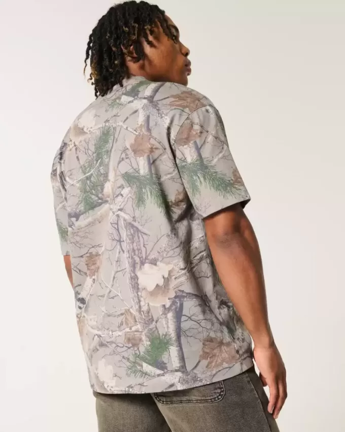 Boxy Heavyweight T-Shirt mit Rundhalsausschnitt und Camouflage-Muster Boxy Heavyweight T-Shirt mit Rundhalsausschnitt und Camouflage-Muster