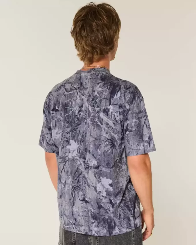 Boxy Heavyweight T-Shirt mit Rundhalsausschnitt und Camouflage-Muster Boxy Heavyweight T-Shirt mit Rundhalsausschnitt und Camouflage-Muster
