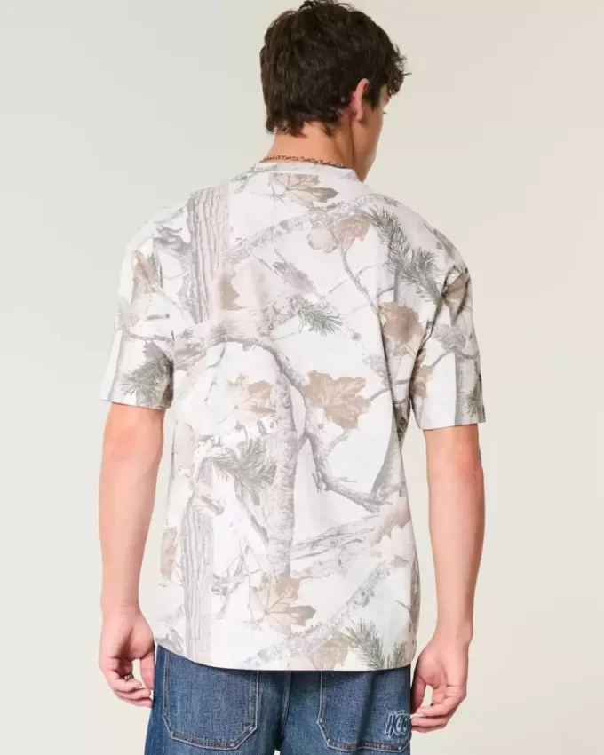 Boxy Heavyweight T-Shirt mit Rundhalsausschnitt und Camouflage-Muster Boxy Heavyweight T-Shirt mit Rundhalsausschnitt und Camouflage-Muster