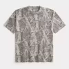Boxy Heavyweight T-Shirt mit Rundhalsausschnitt und Camouflage-Muster