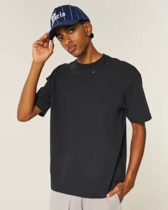 Boxy Heavyweight T-Shirt mit Rundhalsausschnitt und Sternenverzierung