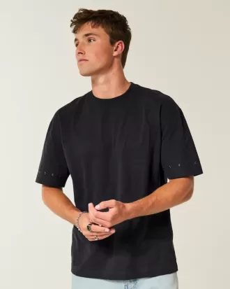 Boxy Heavyweight T-Shirt mit Rundhalsausschnitt und Sternenverzierung