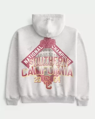 Boxy – Kapuzenpullover mit Reißverschluss und Grafik der University of Southern California Trojans