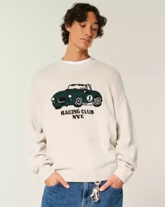 Boxy Racing Graphic Crew-Sweatshirt