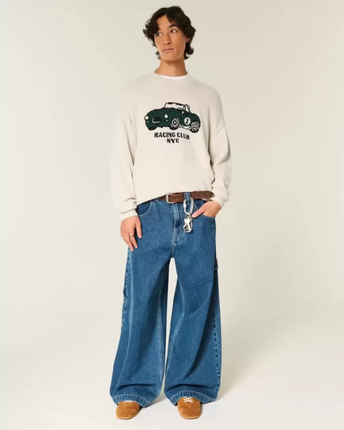 Boxy Racing Graphic Crew-Sweatshirt Boxy Racing Graphic Crew-Sweatshirt