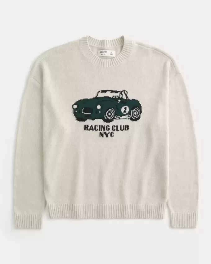 Boxy Racing Graphic Crew-Sweatshirt Boxy Racing Graphic Crew-Sweatshirt