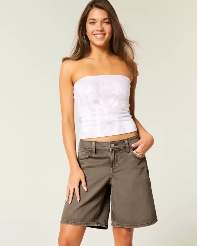 Braune Baggy-Jeans mit niedrigem Bund