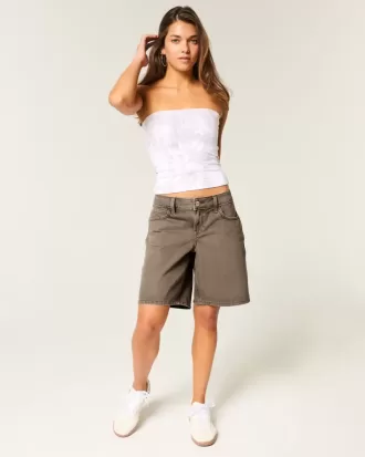 Braune Baggy-Jeans mit niedrigem Bund