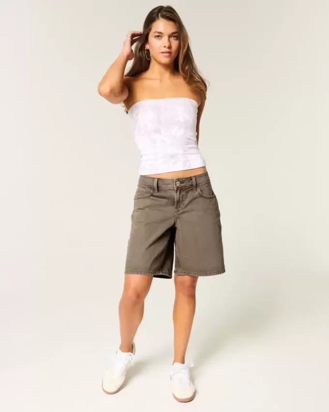 Braune Baggy-Jeans mit niedrigem Bund