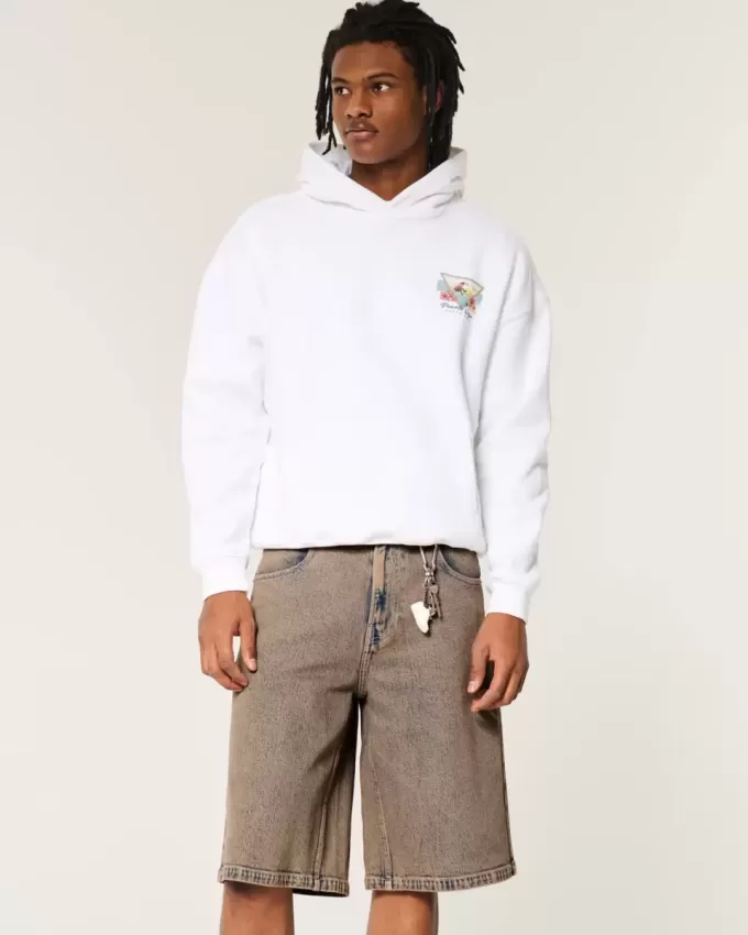 Braune, überfärbte Super Baggy-Jeansshorts Braune, überfärbte Super Baggy-Jeansshorts