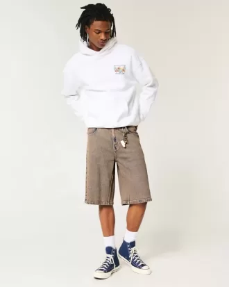 Braune, überfärbte Super Baggy-Jeansshorts