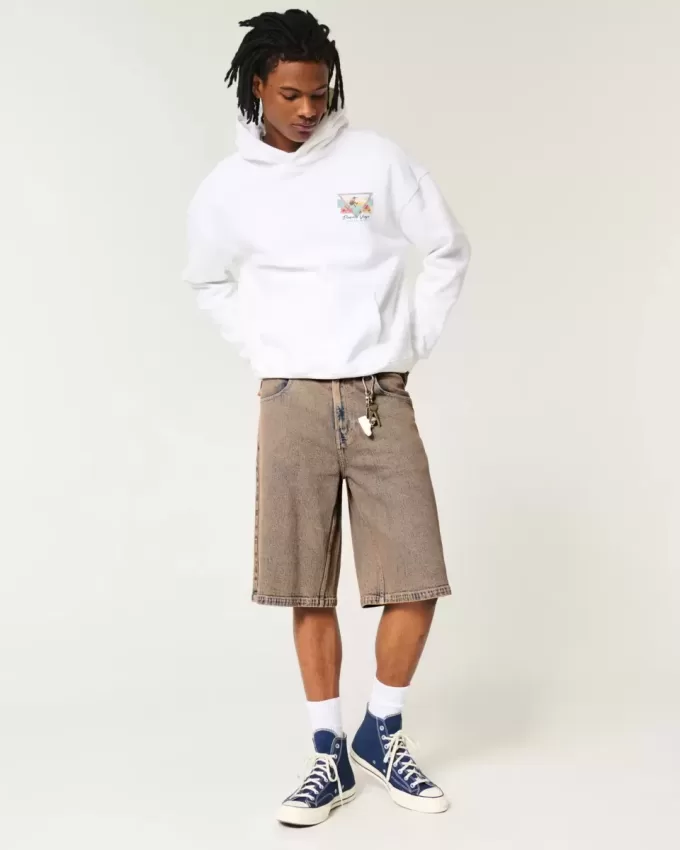 Braune, überfärbte Super Baggy-Jeansshorts Braune, überfärbte Super Baggy-Jeansshorts