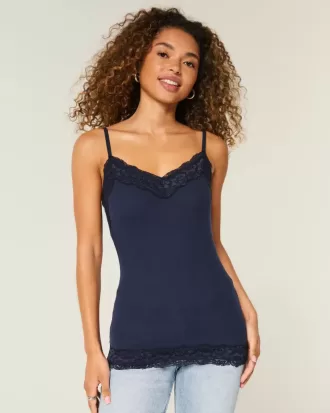 Camisole mit Spitzenbesatz