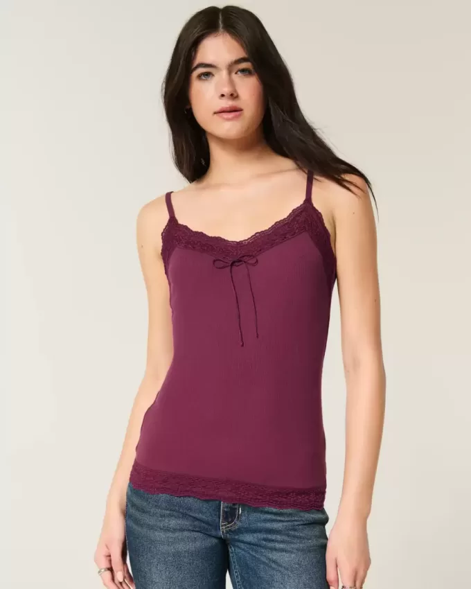 Camisole mit Spitzenbesatz