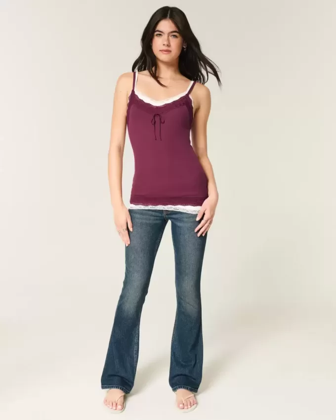Camisole mit Spitzenbesatz