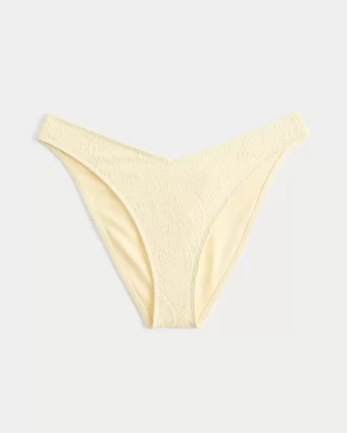 Cheeky-Bikinihose aus Jacquard mit hohem Beinausschnitt und V-Taille Cheeky-Bikinihose aus Jacquard mit hohem Beinausschnitt und V-Taille