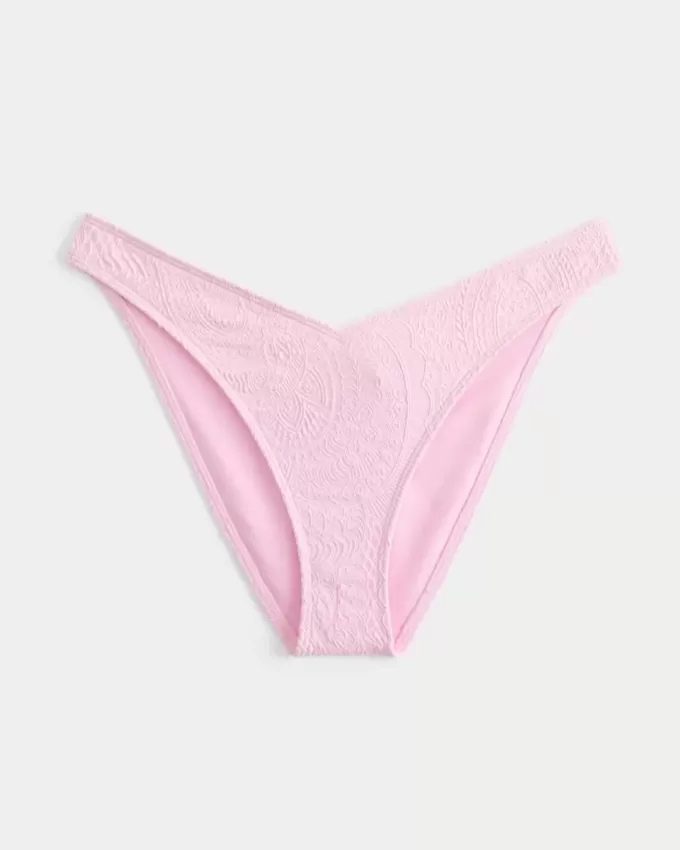 Cheeky-Bikinihose aus Jacquard mit hohem Beinausschnitt und V-Taille Cheeky-Bikinihose aus Jacquard mit hohem Beinausschnitt und V-Taille