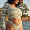 Cheeky-Bikinihose im Häkel-Stil mit hohem Beinausschnitt