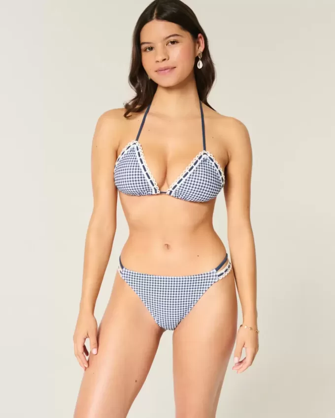 Cheeky-Bikinihose mit Häkelbesatz und Doppelträgern