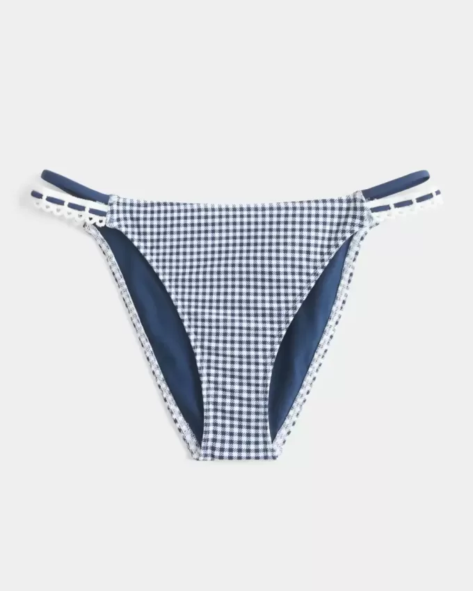 Cheeky-Bikinihose mit Häkelbesatz und Doppelträgern