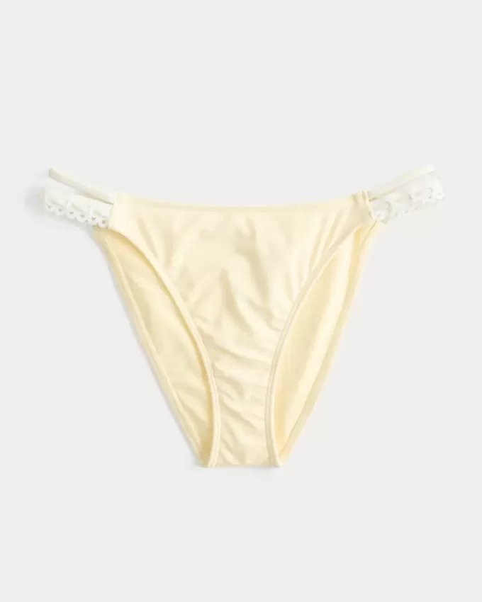 Cheeky-Bikinihose mit Häkelbesatz und Doppelträgern Cheeky-Bikinihose mit Häkelbesatz und Doppelträgern