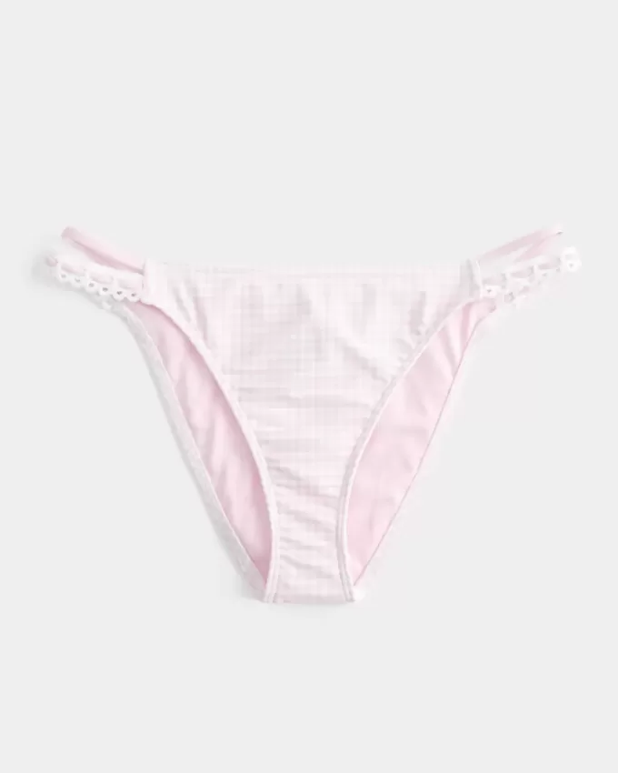 Cheeky-Bikinihose mit Häkelbesatz und Doppelträgern