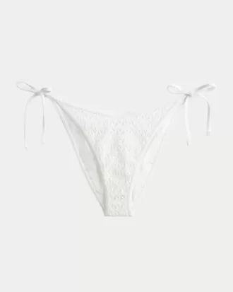 Cheeky-Bikinihose mit seitlicher Schnürung und Pailletten im Häkel-Stil