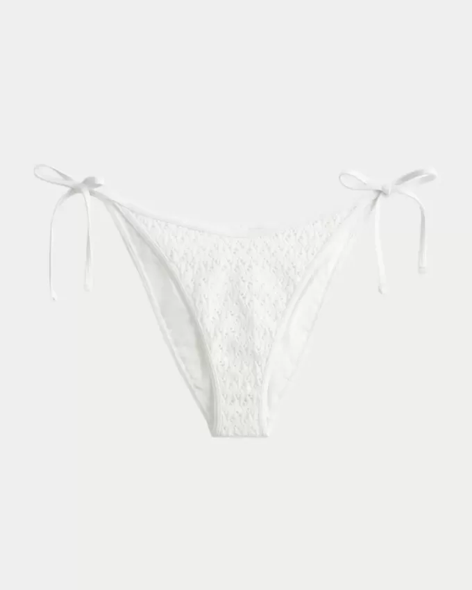 Cheeky-Bikinihose mit seitlicher Schnürung und Pailletten im Häkel-Stil Cheeky-Bikinihose mit seitlicher Schnürung und Pailletten im Häkel-Stil