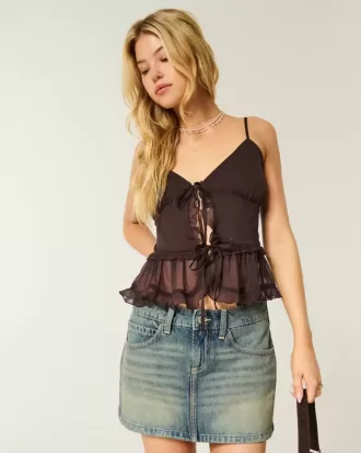 Chiffon-Camisole mit Rüschen