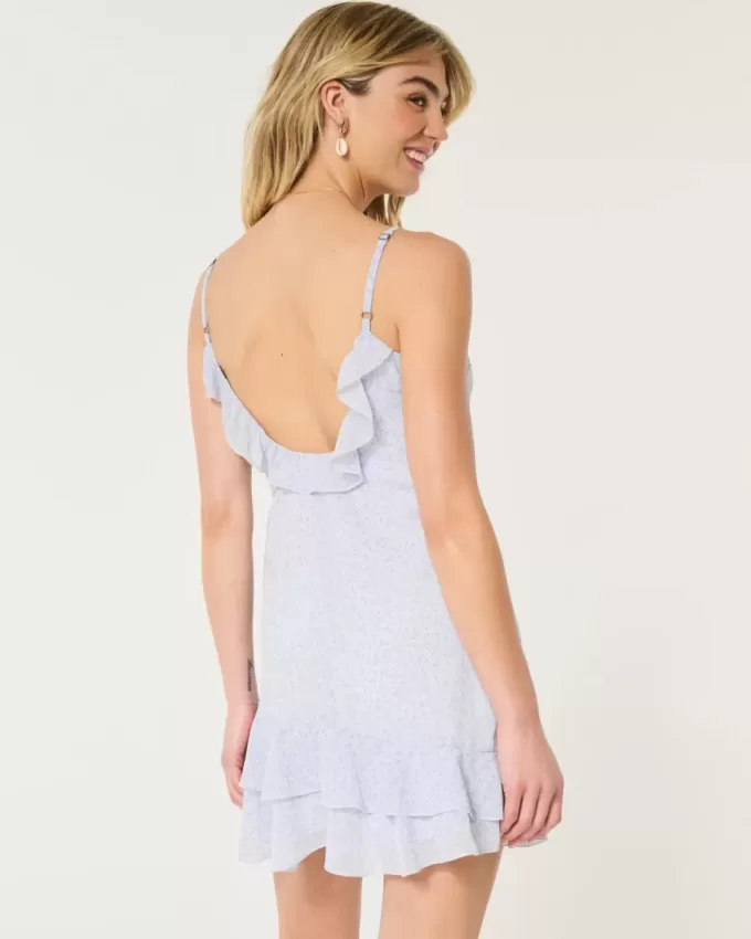 Chiffon-Minikleid mit Rüschen