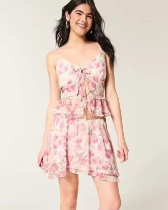 Chiffon-Minirock mit asymmetrischem Saum